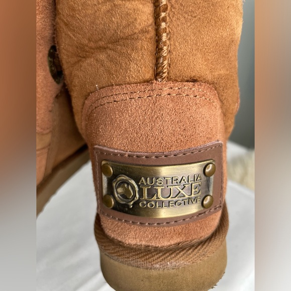 Australia Luxe Collective Tan Bedouin Tall Lace-up Boots Shearling - Picture 8 of 11